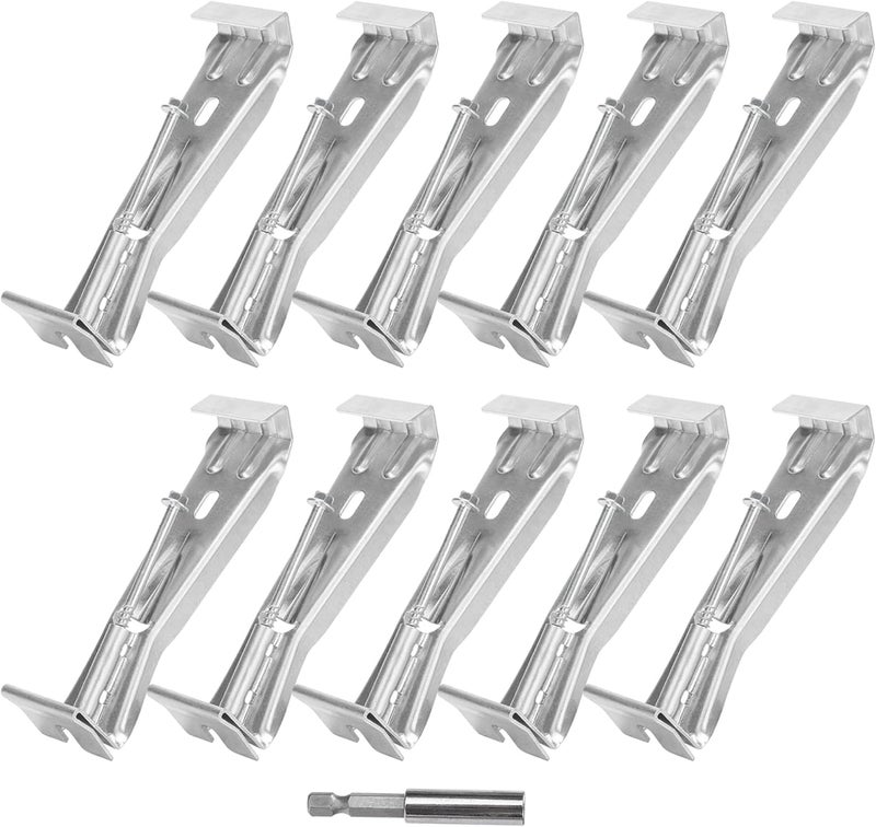 HIMIRICH 5 Inch Roofing Gutter Hangers, Quick Screw Hidden Gutter Support Brackets for Repairing Sagging 5 Inch K-Type Aluminum Gutters, Gutter Clips Comes with 1/4”Hex Drill Bit, 10 Pack - Image 1